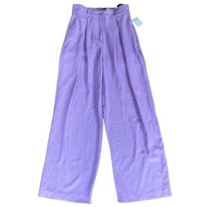 River Island Womens Sz US 6 UK 10 Purple Crepe Wide Leg Trousers Pants Flaw